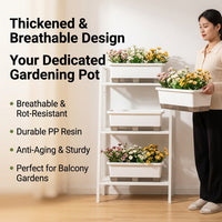 Self Watering Planter Box for Vegetables, Wicking Bed Planter Box Outdoor, Rectangular Self Watering Pot for Herbs