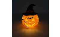 Pumpkin Lamp with Witch Hat Halloween Pumpkin Table Lamp Decorative Jack-O'-Lantern Night Light for Entryway