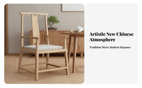 Upholstered Highrear Chair New Chinese Design Upholstered Wooden-Leg Chair Elegant Design Long-Lasting Construction for Cafe