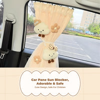 Car window shade blocks sun for infants.
