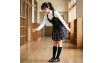 Pleated Cosplay Outfit with Vest Layered Cosplay Costume High-Neck School Outfit Sleeveless for Cosplayers