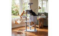 Self-Grooming Arch Feline Structure with Scratching Posts Multi-Level Feline Tree Pet Furniture for Cats, Kittens, Indoor