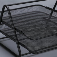 Desk Organizer with Two Tiers Sleek Wire Mesh Paper Tray Functional for Students