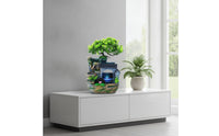 Rockery-Style Desktop Fountain with Waterwheel Illuminated Fountain with Artificial Plant Stone-Textured Decorative for Office Desk, Living Room