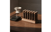 Coffee Bean Display Base with Glass Tubes Coffee Bean Tube Holder with Wooden Base Organized Rack for Baristas