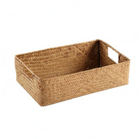 Rectangular Woven Basket Open Top Organizer Bin Sturdy for Drawer