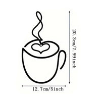 Metal Coffee Cup Decor Hollow-out Design Minimalist Beverage Wall Decor Easy to Install House Decoration for Kitchen