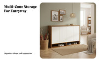 Shoe Storage Cabinet Large Capacity Shoe Organizer Entryway Cabinet Space-saving Furniture with Wood Grain Finish Suitable for Families Adults Hallway Balcony Mudroom