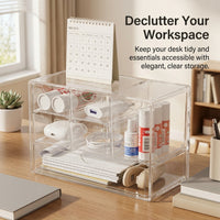 Acrylic Organizer Jewelry Display, Clear Drawer with 6 Compartments, Desktop Storage for Cosmetic Boxes for Women and Collectors