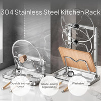 Stainless Steel Pot Lid and Cutting Board Rack, 2-Tier