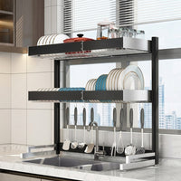 Dish Rack and Dish Drainer with Utensil Holder, 2-Tier Over Sink Kitchen Sink Organiser