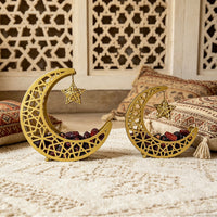 Middle East Hollow Metal Moon-Shaped Snack Tray Storage Box Home Decoration