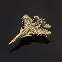 Brass Airplane Figurine Collectible Brass Fighter Jet Decorative Metal Aircraft Ornament for Aviation Fans, Aviation Enthusiasts, Desk, Bookshelf