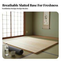Foldable Wooden Slat Frame Glueless Construction Foldable Slatted Frame No Box foundation Needed Mattress Support for Homeowners, Guest Room, Apartment