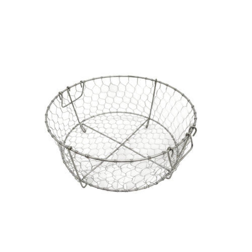 Stainless Steel Mesh Basket Silver-Toned Integrated Handles Hanging Basket