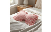 Bow-Shaped Pillow Cover and Insert Gingham Cushion Farmhouse Aesthetic