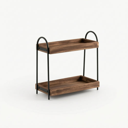 Countertop Organizer with Wooden Trays Multipurpose Countertop Rack Sturdy