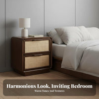 Woven-Front End Table Minimalist Design Nightstand Easy to Clean for Students