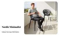 Hollow-Rear Armchair Stackable Design Dining Room Seating Nordic Design Strong Load-Bearing for Adults, Balcony