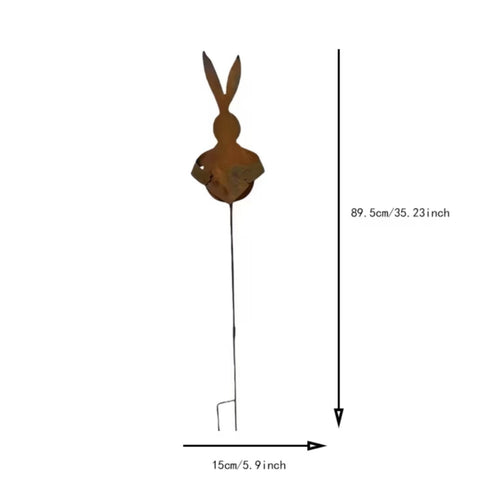 Rusted Rabbit Outline Rustic Farmhouse Aesthetic Easter Rabbit Garden Stake