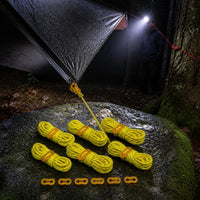 Windproof Camping Tent Rope Set with Buckles - 6-Pack, 4mm High-Strength Paracord