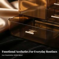 Clear Vanity Case with Drawers particleprotective Lid Makeup Holder Large Capacity