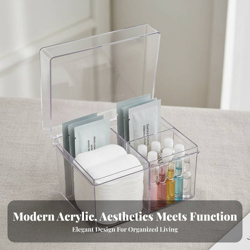 Divided Cosmetic Case debris-resistantresistant with Lid Multi-Section cosmetics organizer for Women