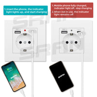 European Standard Wall Power Socket with USB and Type-C, 16A