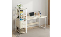 Spacious Desktop Computer Desk Bookshelf Easy Assembly Computer Desk with Hutch Sturdy Construction Study Table Shelving Unit X-Brace Support for Dorm Room