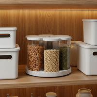 Rotating Grain Storage Box Food-Grade 6-Compartment Rice Dispenser