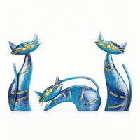 3 Pieces Cat Figurine Metal Feline Sculpture Sculpture Modern Decor for Art Collectors