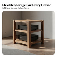 Solid Wood Audio Rack Heavy Duty Structure Wooden Amplifier Shelf High Load Capacity Equipment Stand Acoustic Regulation Chamber Suitable for Audiophiles Home Entertainment