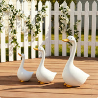 3 Pieces Cartoon Waterfowl Sculpture Cute Resin Waterfowl Decoration