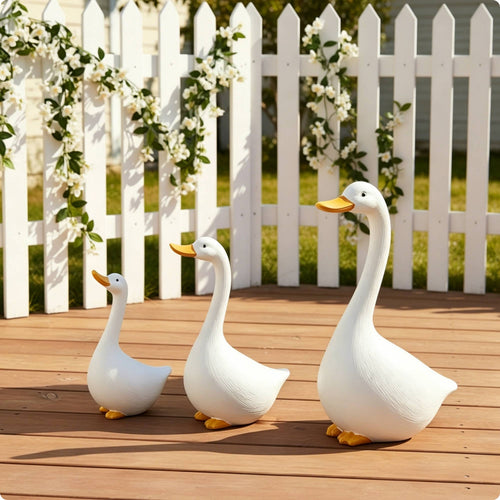3 Pieces Cartoon Waterfowl Sculpture Cute Resin Waterfowl Decoration