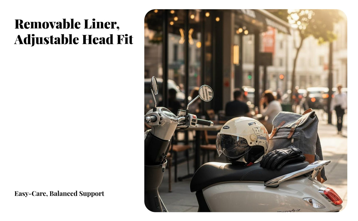 Motorcycle Half Helmet Four-Season Helmet Lightweight Impact-Resistant Headwear for Women, Commuters, Summer Riding, Daily Commute