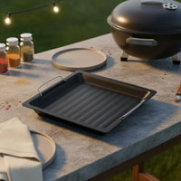 Thickened Design Non-Stick Grill Pan Easy to Clean Metal BBQ Tray Heavy-Duty for Camping