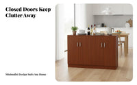 Floor Standing Cabinet with Doors Versatile Design Kitchen Cupboard Adjustable Shelves Living Room Console Cabinet for Homeowners, Families, Entryway
