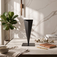 Iron Vase with Square Base Modern Triangular Vase Contemporary Vessel for Aesthetic Minimalism Advocates, Florists, Entryway, Hotel