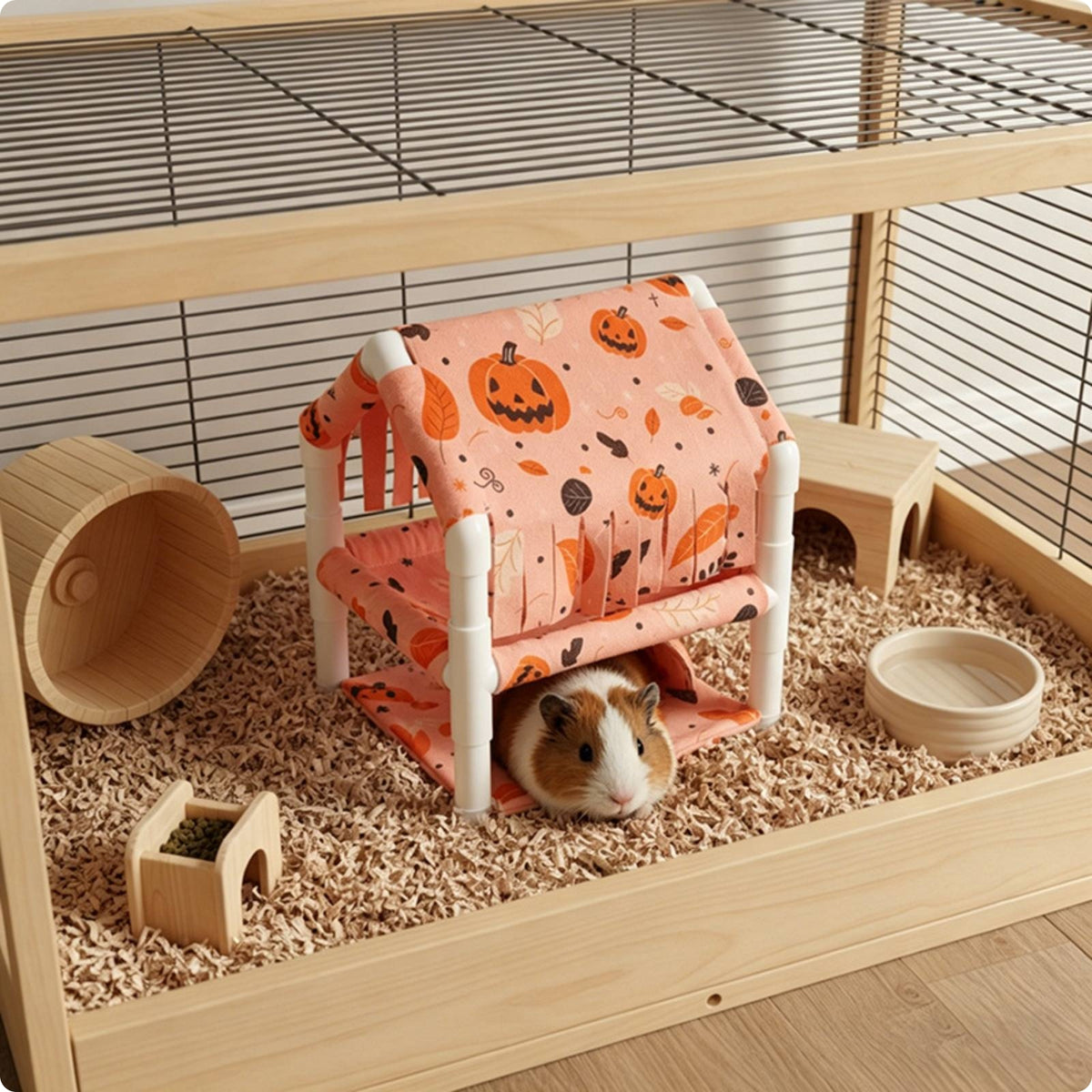 Double Layer Hideout Hut Detachable and Washable Small Pet Hideout Hut
