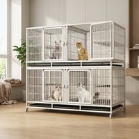 Multi-layer Metal Wire Breeding Cage with Trays, Detachable Boarding Cage and Divider Cage for Professional Pet Breeding or Small Bird Boarding