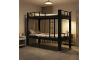 Metal Bunk Bed Space-Saving Bunk Bed with Ladder Matte Black Furniture for Students, Roommates, Dormitory, Shared Bedroom, Hostel