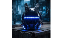 Futuristic Helmet Mask with LED Hard-Shell Cyberpunk Mask Glossy Headwear Techwear for Cosplayers, Cosplay, Festivals, Parties
