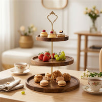 3-Tier Cake Stand Wooden Cupcake Stand Spacious Tableware for Party Hosts