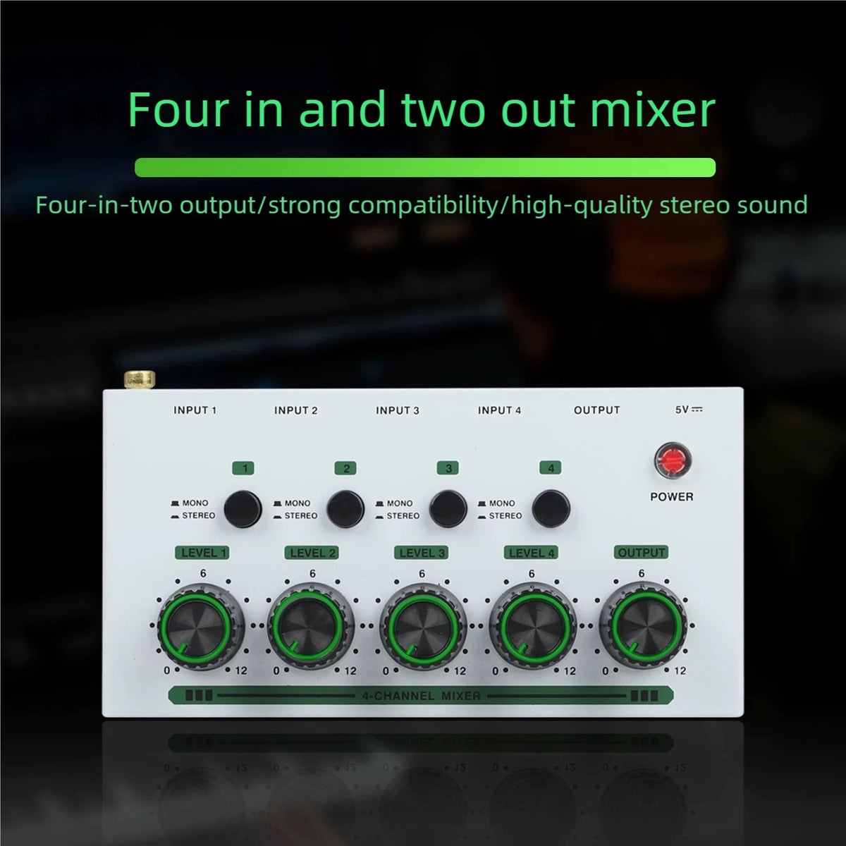 4-Channel Audio Mixer with Low Noise for Home Studio