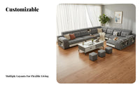 L-Shaped Chaise Sofa Removable and cleanable Cover Configurable Chaise Sectional pet-tolerant textile Living Room Furniture for Apartment Dwellers, Home
