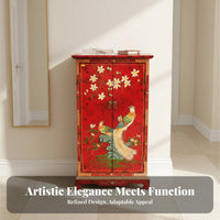 European design Hand-Painted 2-Door Cabinet Gold Foil embellishments Sideboard Multifunctional Home Furniture Ample Storage for Interior Design aficionados, Homeowners, Entryway, Hallway, Living Room, Bedroom