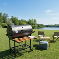 Patio Barbecue Grill Heat-Resistant Coating Covered Briquette-Fueled Outdoor Grill Easy to Assemble Outdoor Cooking for Party Hosts, Families