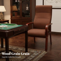 Highspine support Wooden Armchair With Armrests Seating Furniture Fabric Upholstery