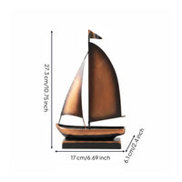 Bronze-Gold Sailboat Ornament Shiny Iron Sailboat Model Gift Idea