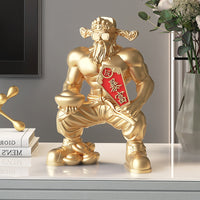 Muscular God of Wealth Desktop Ornament for Housewarming or Business Opening Gift